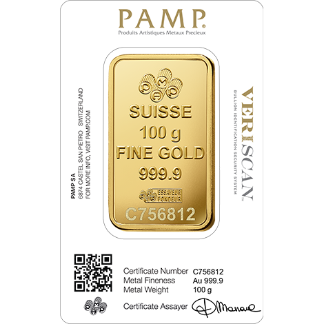 PAMP Fortuna 100 Grams Gold Bar