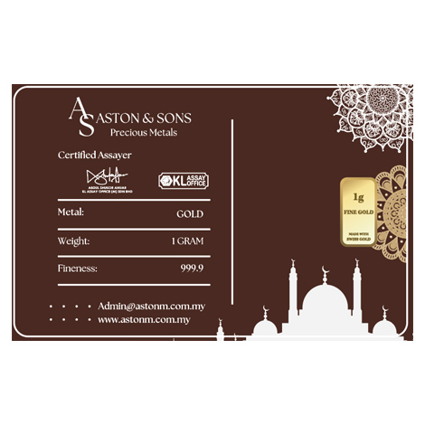 Eid Mubarak Raya Design 999.9 Gold Bar 1 Gram