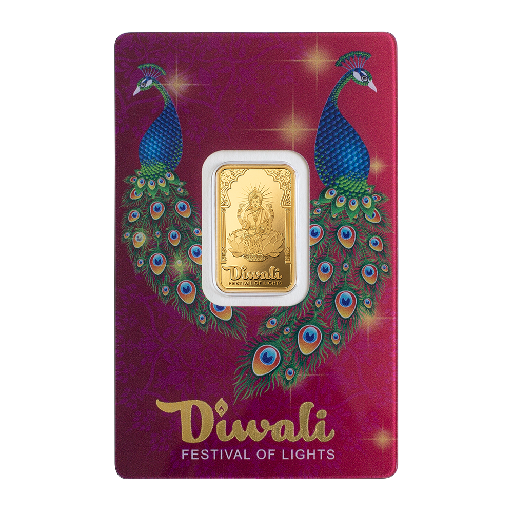 PAMP Diwali Lakshmi x Peacock 5 Grams Gold Bar