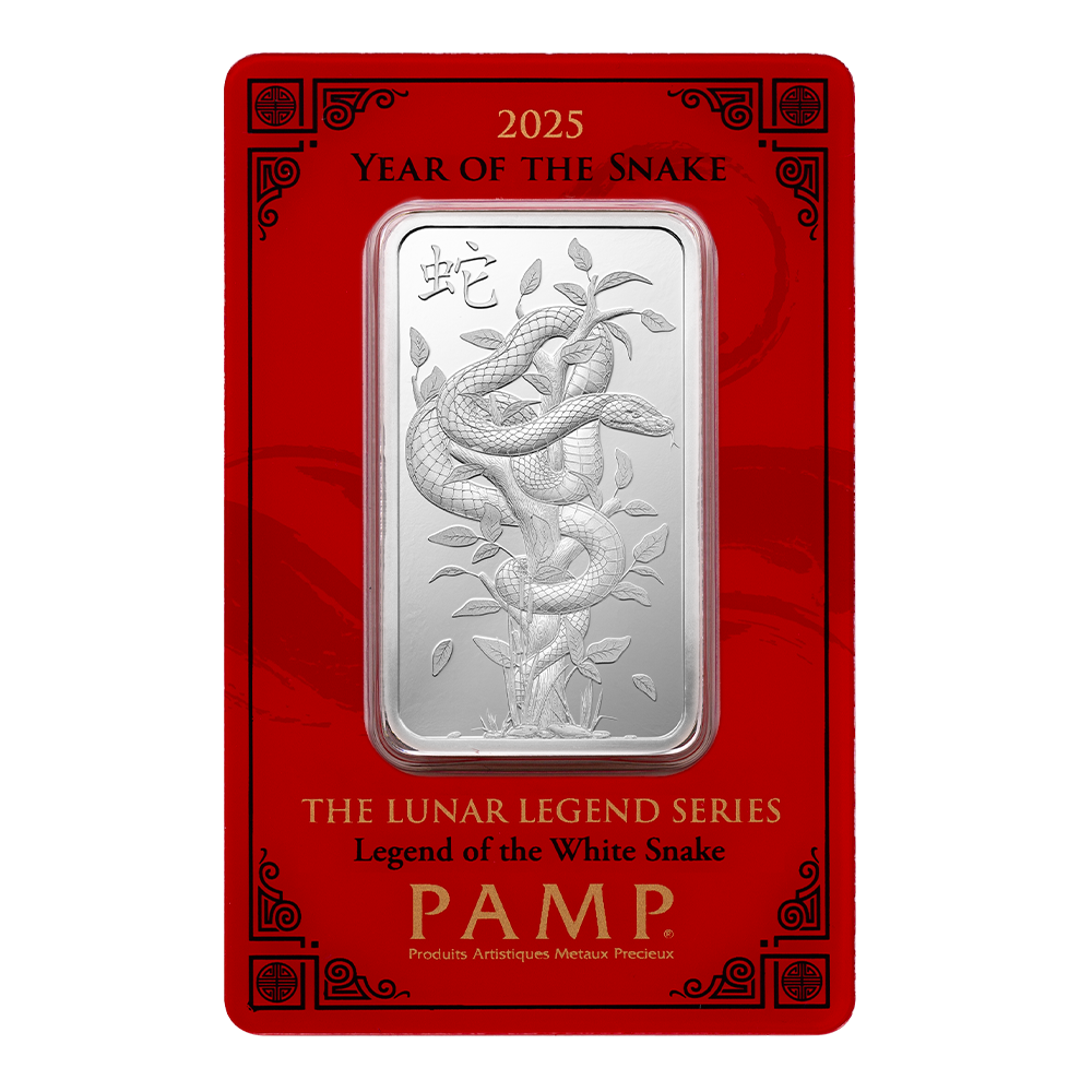 2025 PAMP Lunar Legend White Snake 1Oz Silver Bar