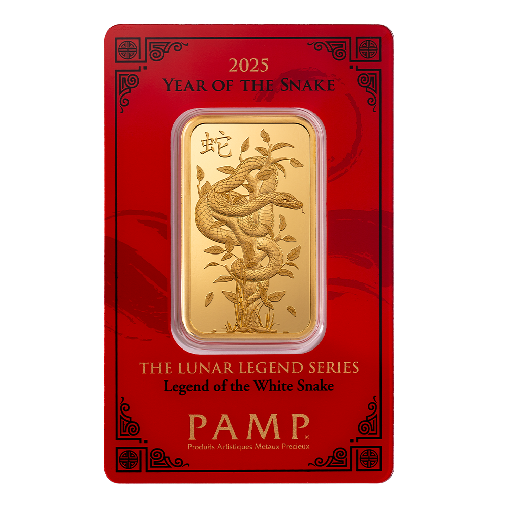 2025 PAMP Lunar Legend White Snake 1Oz Gold Bar