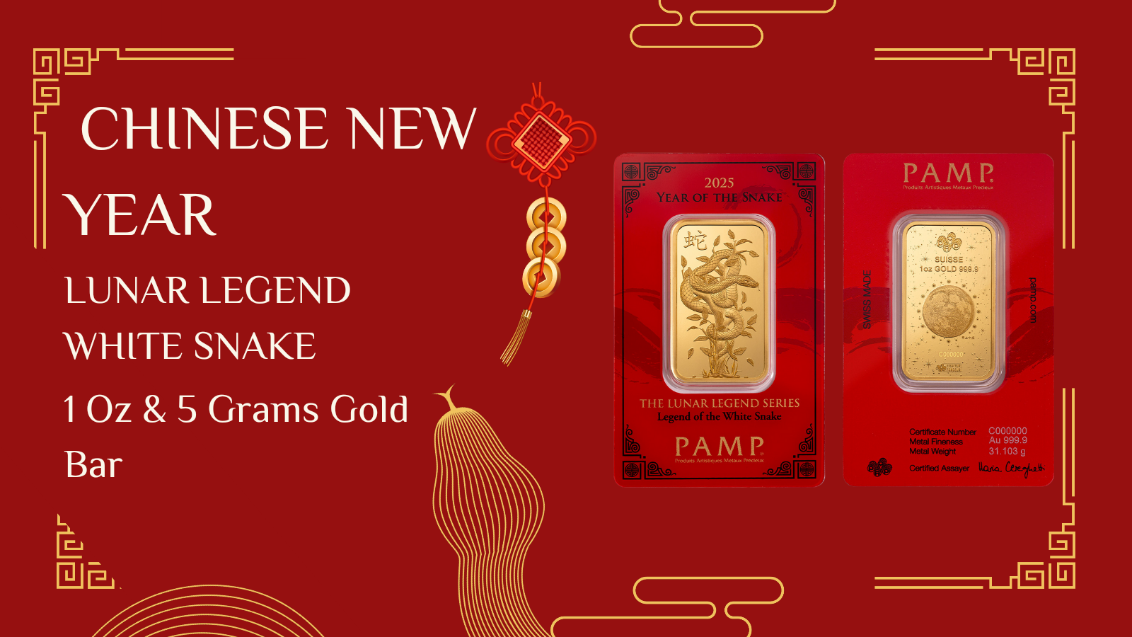 PAMP Suisse Lunar Legend White Snake Gold Bars